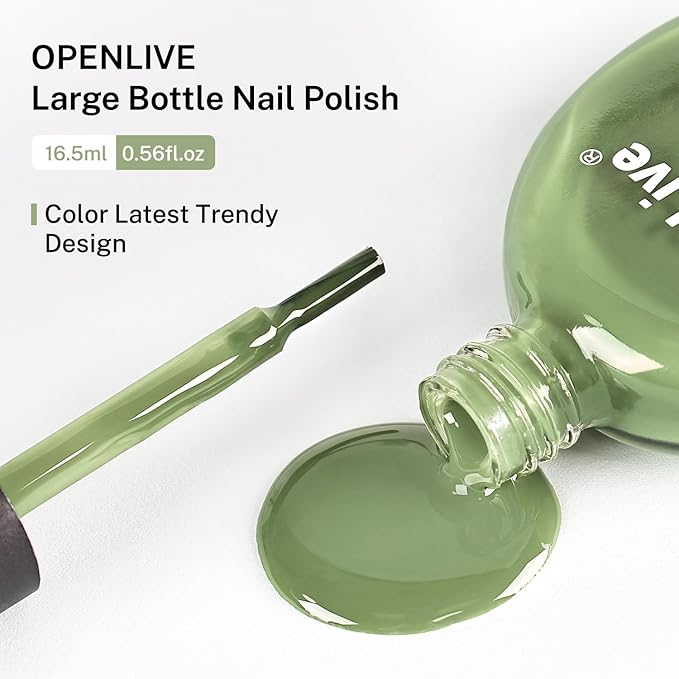16.5ml Sage Green Nail Polish Large Volume Quick Drying Nail Polish, Fast Drying and Long Lasting Color Nail Art DIY Home Manicure Gift for Women