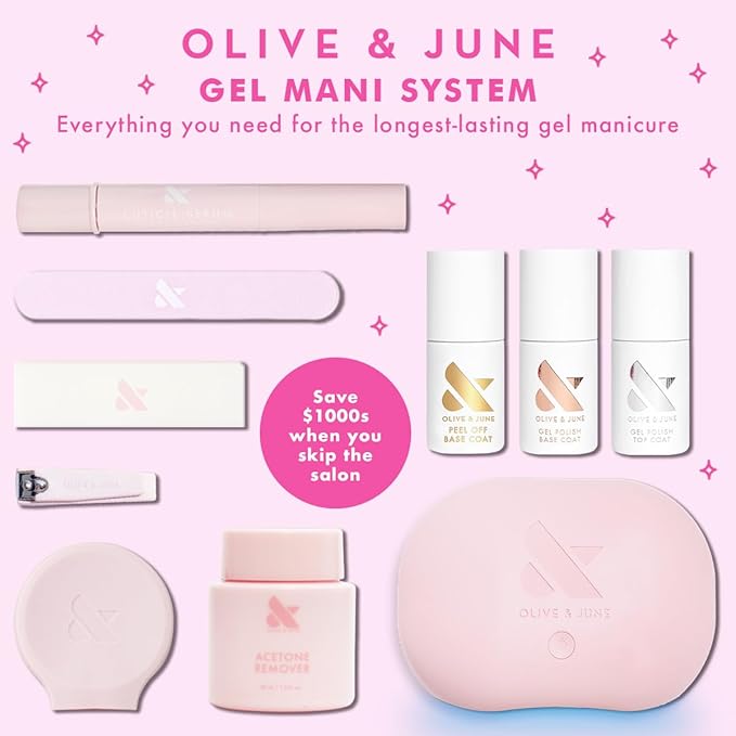 Olive & June Gel Polish | UV LED Nail Lamp Needed | Long Lasting Formula | Up to 21 Days of Wear | Damage-Free Removal | Salon-Quality Manicure at Home | Icing is the Best Part | White Sheer