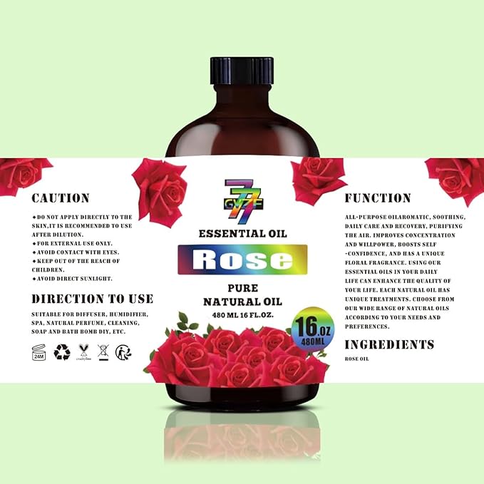 Rose Essential Oil (16 oz / 480 ml) – Rose Oils for diffusers, humidifiers, Home Baths, Cleaning Products, Yoga, DIY Soaps and DIY Scented Candles