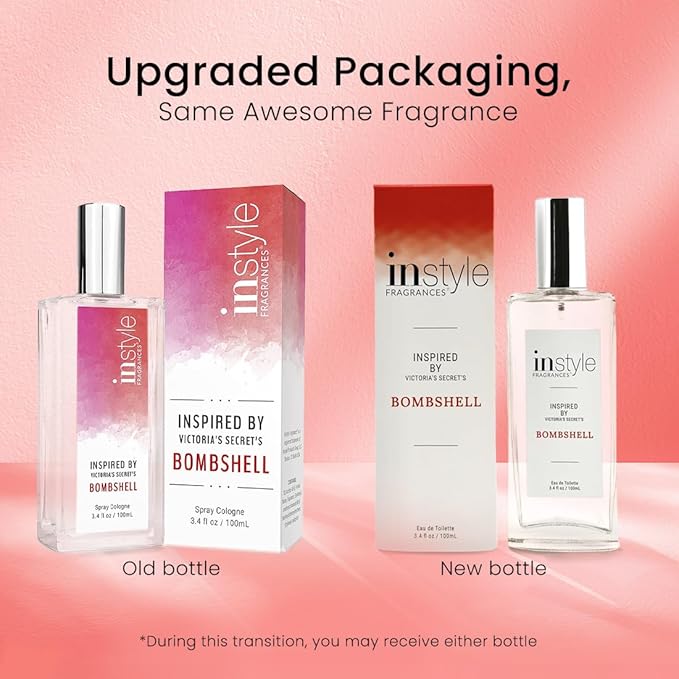 Instyle Fragrances, Inspired by Victoria's Secret's Bombshell, Women’s Eau de Toilette, CLEAN, Vegan, Paraben-Free, Never Tested on Animals, 3.4 Fluid Ounces