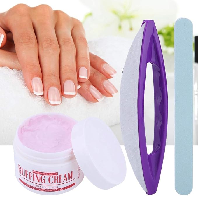 Nail Buffer Blocks and Shine Kit Art Buffing Cream Brush Buffers Polishing Strip Care Tools Chamois Polishing Block Glossy Nails Care Tools Set for Professional Manicure Pedicure Salon
