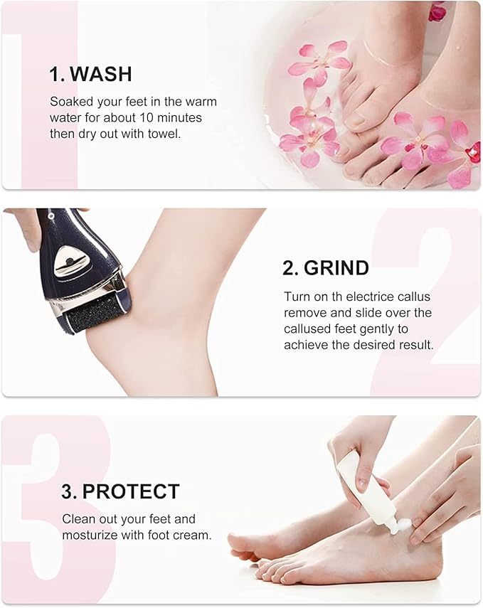 Electric Foot Callus Removers, Portable Electronic Foot File Pedicure Tools, Electric Callus Remover Kit, Professional Pedi Feet Care for Dead, Hard Cracked Dry Skin (Black)