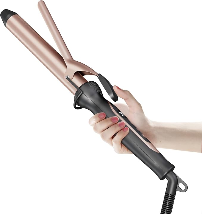 Curling Iron for Salon & Home, 1 Inch Instant Heat Curling Wand for Long Hair, Clipped Large Barrel(7.3 in), Professional 1 in (32mm) Hair Curlers up to 446°F, Dual Voltage Travel Waving Tool