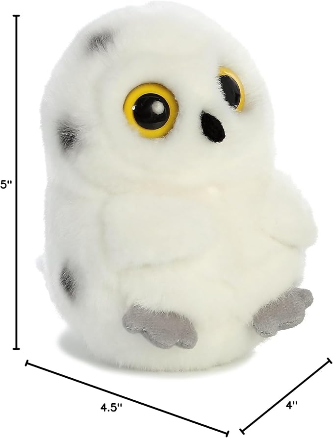 Aurora® Playful Rolly Pet™ Hoot Owl™ Stuffed Animal - Compact Size for On-The-Go Fun - for Adults, Kids, Birthdays, and Anniversaries - White 5 Inches