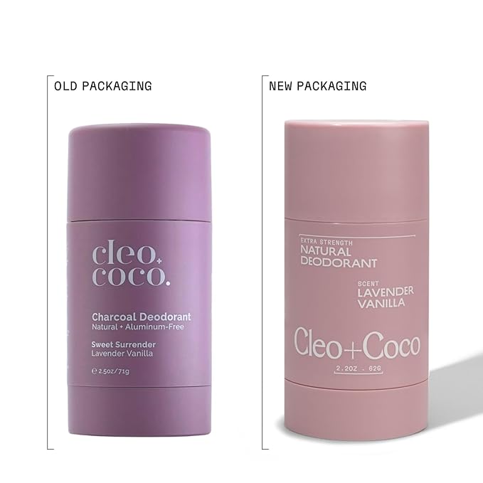 Cleo+Coco Extra Strength Deodorant Balm, Lavender Vanilla (2.2 oz), Natural Aluminum Free Deodorant for Women & Men with 5X Odor Fighters, 24+hour Odor Control, Free from Synthetic Fragrance, Vegan