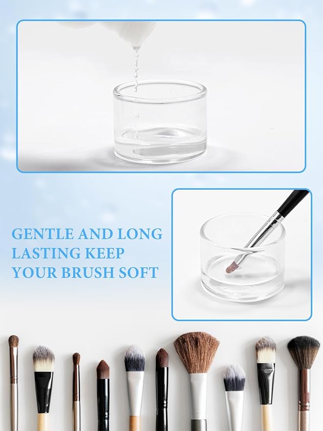 EBANKU 120ml Acrylic Nail Brush Cleaner, 3 in 1 Nail Art Brushes Conditioner Nail Brush Clean Solution Quickly Clean With Glass Cup and Scrub Brush for Solid Gel Polish/Nail Extension Gel