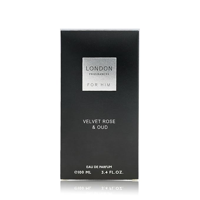 London Fragrances - Velvet Rose and Oud - Bergamot, Patchouli, Sandalwood Cologne for Men - Long Lasting Perfume for Men - 3.4 oz