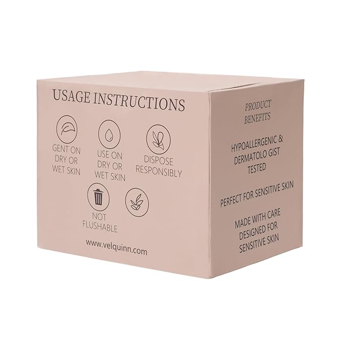 Velquinn Ultra Soft Face Towels, 100% Organic, Biodegradable, Hypoallergenic, Dermatologist Tested | 50 Count Pack for Daily Gentle Cleansing Pure - Eco-Luxurious Skincare You Can Trust