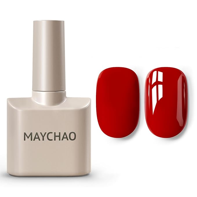MAYCHAO 15ML Red Gel Nail Polish 1Pc Bright Red Gel Polish Soak Off UV LED Nail Polish Nail Art Starter Manicure Salon DIY at Home, 0.5 OZ