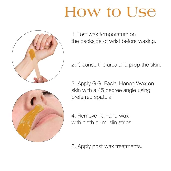 GiGi Facial Honee Wax - Hair Removal Wax for Face and Sensitive Skin, 8 oz