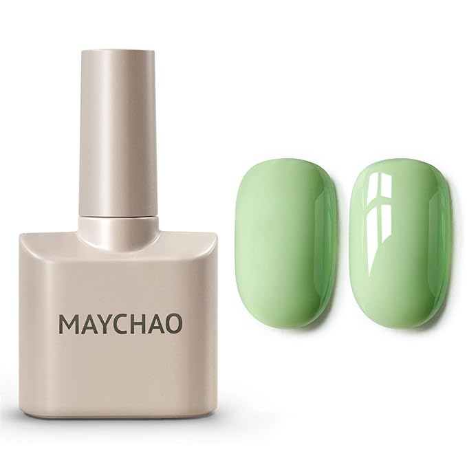 MAYCHAO 15ML Light Green Gel Nail Polish 1Pc Green Gel Polish Soak Off UV LED Nail Lamp Curing Needed for Nail Art Manicure Salon DIY at Home, 0.5 OZ