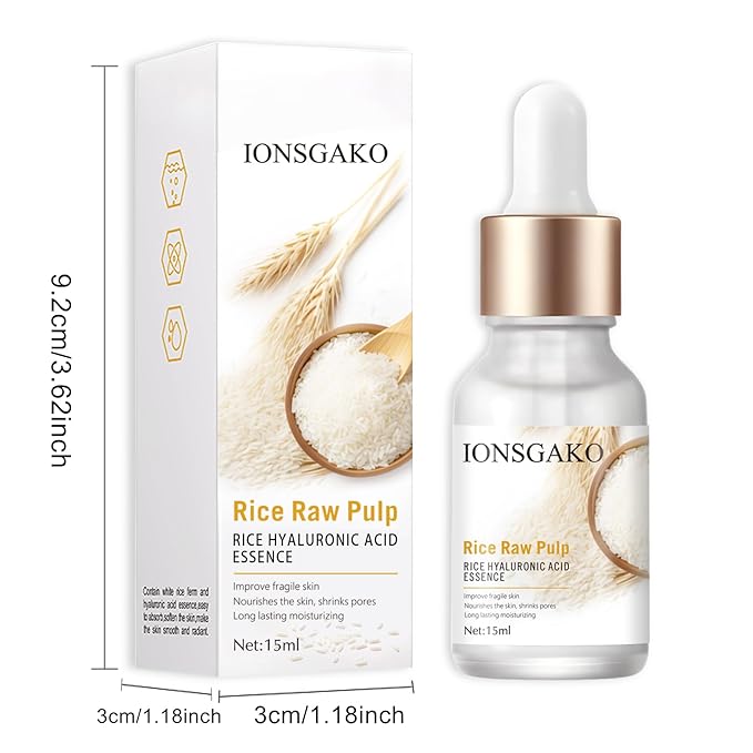 Crema De Arroz para La Piel De Cara Y Cerrar Los Poros Quitar Manchas White Rice Serum for Face Essence Deep Moisturizing Nourishing Suero Crema Para Las Manchas En De La Cara(0.5Oz/1PC)