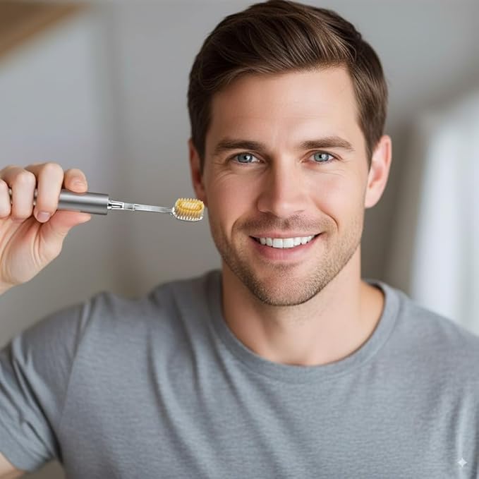 Ultra Soft Manual Toothbrushes for Adults Sensitive Gums– Eco-Friendly Aluminum Alloy+ABS Handle with 1 Replaceable Gum Care Heads, Gentle Wide Bristles for Sensitive Teeth & Gums, Air