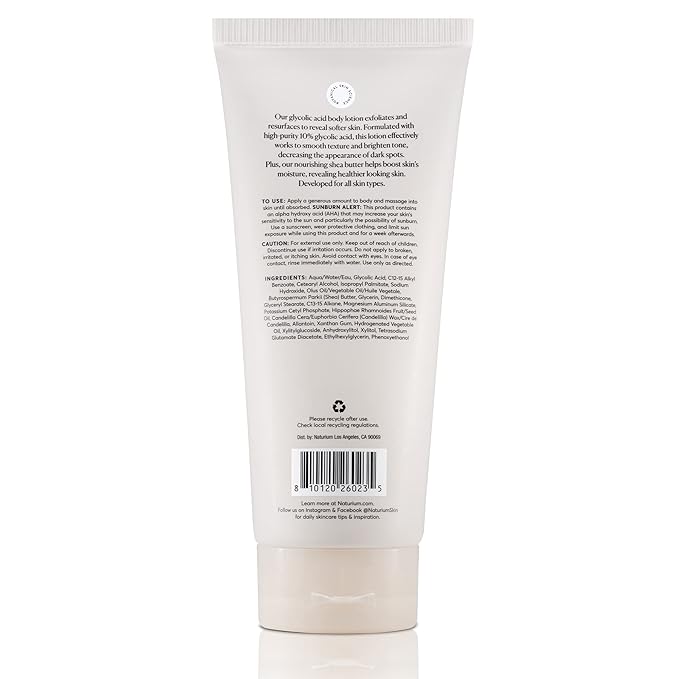 Naturium The Smoother Glycolic Acid Body Lotion, Resurfacing & Exfoliating Treatment, with 10% Glycolic Acid, 8 oz