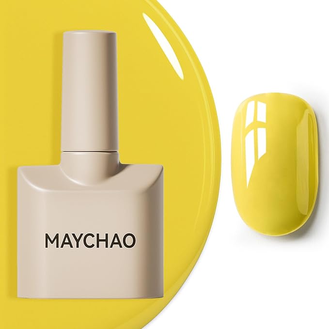 MAYCHAO 15ML Yellow Gel Nail Polish 1Pc Lemon Yellow Gel Polish Soak Off UV LED Nail Polish Nail Art Starter Manicure Salon DIY at Home, 0.5 OZ