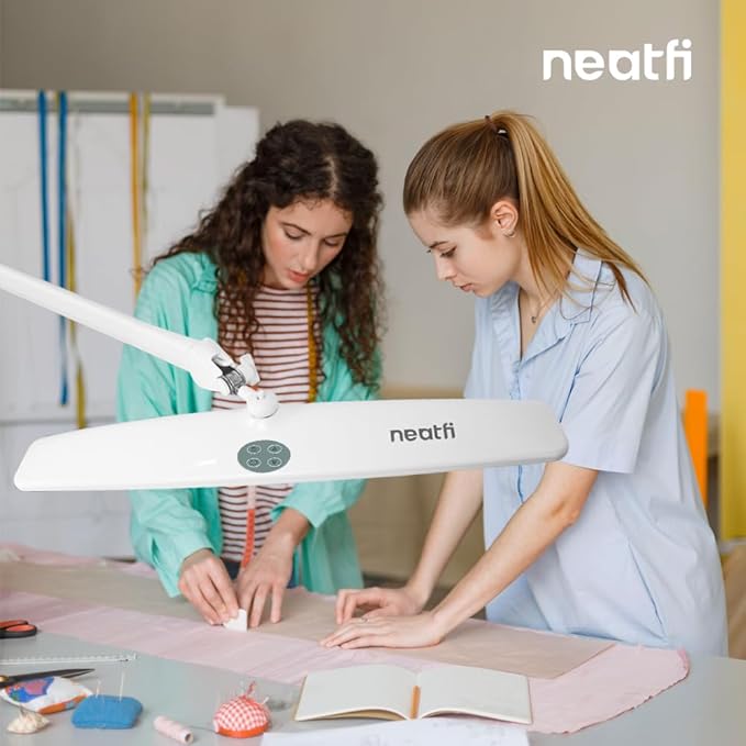 Neatfi Elite HD XL Task Lamp, 3 Adjustable Light Modes, 22 Inches Wide, 2260 Lumens, 84PCS SMD LED, Super Bright Desk Light, Non-Polar Dimming (CCT with Clamp, White)