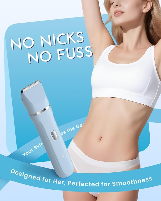 Bikini Trimmer for Women - 5 in 1 Electric Razors for Lady Pubic Facial Nose Body Leg Hair Removal, Waterproof Electric Shaver for Women Private Area Sensitive Skin, Personal Hair Trimmer