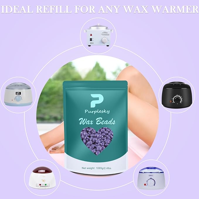 Wax Beads for hair removal- 1lb Hard Wax Professional Beans - Low Termperature Stripless Melting Wax for Body, Leg, Bikini Back, Nose, Upper Lip, Facial, Underarm - Brazilian Painless Waxing