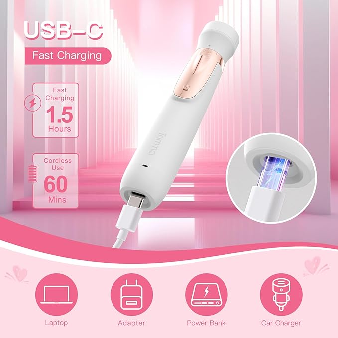 Trimma Nose Hair Trimmer for Women: 3 in1 Rechargeable Womens Facial Hair Remover and Electric Eyebrow Trimmer - Face Lips Eyebrow Nose Ear Body Painless Face Shaver with Built-in LED Light