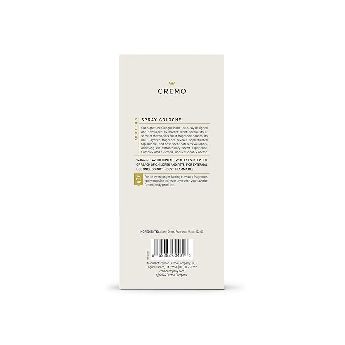 Cremo Cologne For Men - Blue Cedar & Cypress Mens Cologne Spray, A Woodsy Scent with Notes of Lemon Leaf, Cypress and Cedar, Multi-Layered Signature Men's Fragrances, 3.4 Fl Oz