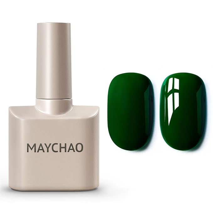 MAYCHAO 15ML Jade Green Gel Nail Polish 1Pc Green Gel Polish Soak Off UV LED Nail Polish Nail Art Starter Manicure Salon DIY at Home, 0.5 OZ