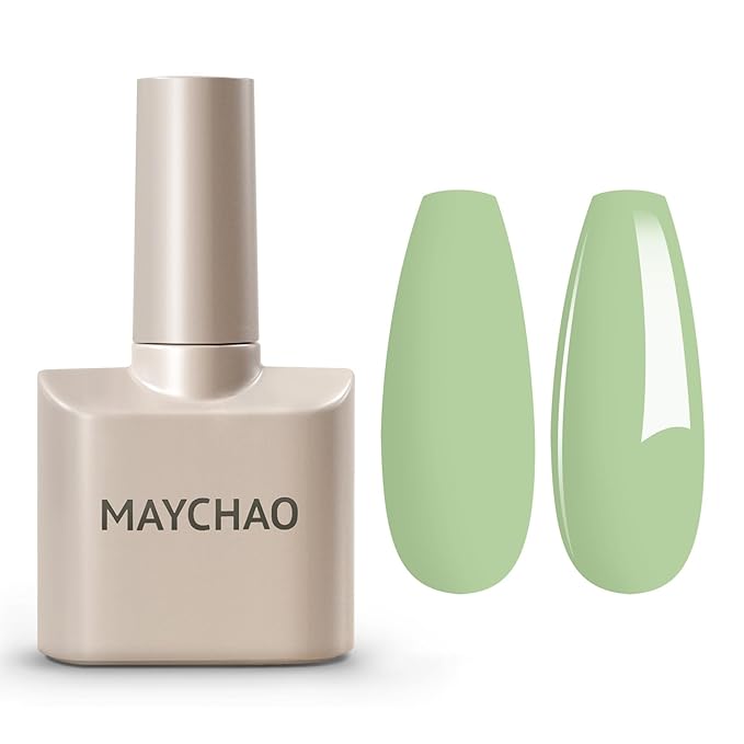 MAYCHAO 15ML Gel Nail Polish 1Pc Milky Green Gel Polish Soak Off UV LED Nail Lamp Curing Nail Polish for Nail Art Manicure Salon DIY at Home, 0.5 OZ