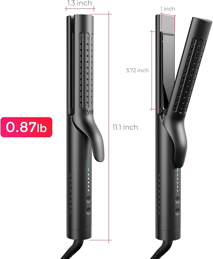 TYMO Airflow 2.0 Curling Iron Flat Iron - Hair Straightener and Curler 2 in 1, 1.25 Inch Curling Wand for Long Short Hair, Dual Voltage for Travel, 54 Million Ionic, Anti-Tangle, 5 Temps, Black