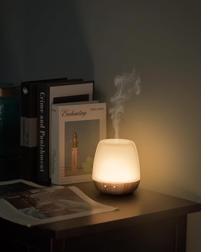 Glass Essential Oil Diffuser, 180ml Ultrasonic Aroma Diffuser for Essential Oil Large Room, Auto-Off Timer & Night Light, Quiet, Air Diffusers for Home Bedroom Office, Gift Idea