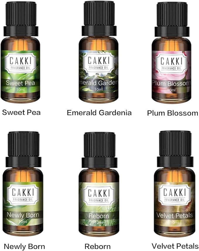 Essential Oils for Diffusers for Home,Spring Fragrance Oils Set,6x10ml,Sweet Pea,Emerald Gardenia,Plum Blossom,Newly Born,Reborn,Velvet Petals,Aromatherapy Oils,for Candles Making