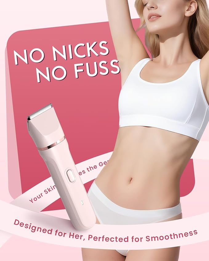 Bikini Trimmer for Women - 5 in 1 Painless Electric Razors for Ladies Pubic Facial Nose Body Leg Hair Removal, Waterproof Electric Shaver for Women Private Area Sensitive Skin,Personal Hair Trimmer