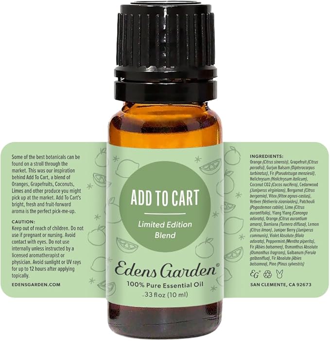 Edens Garden Add to Cart Essential Oil Blend- 100% Pure Premium Grade, Undiluted, Natural, Therapeutic, Aromatherapy, The Best for Diffusing, Candle, Laundry, Humidifier 10 ml (.33 fl oz)