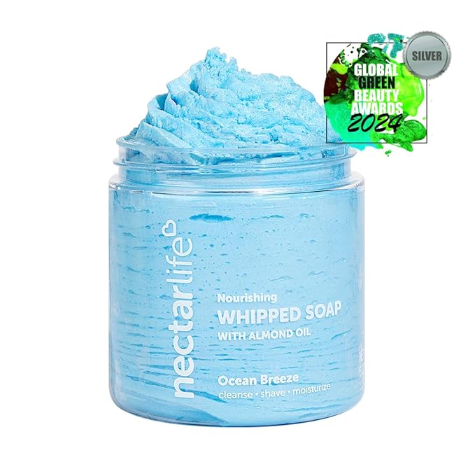 Nectar Life Nourishing Whipped Soap and Shave Butter with Almond Oil, Ocean Breeze Scent, Set of 3, 5 Oz each