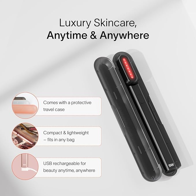 Solawave 4-in-1 Red Light Therapy Wand for Face & Neck | Beauty Device with Galvanic Current, Massager & Warmth | Anti-Aging, Wrinkle Reduction, Skin Tightening, Depuffing & Rejuvenation (Matte Black)