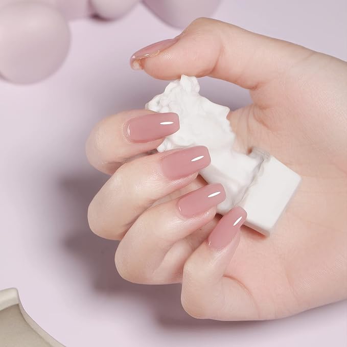 Artdone Sheer Gel Nail Polish Set Jelly UV Gel 6 Colors Translucent Milky White Pink Nude Brown Colors Nail Polish For All Seasons Neutral Soak off LED Lamp Gel Manicure Kit For Nail Art