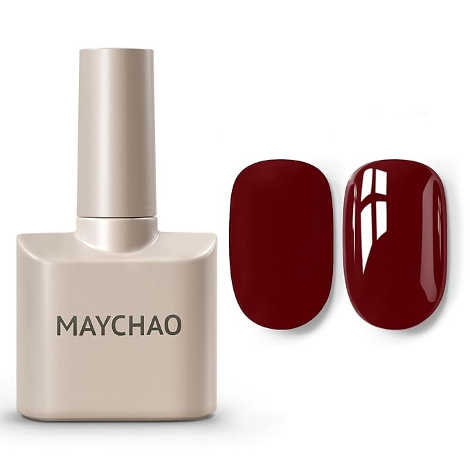 MAYCHAO 15ML Burgundy Red Gel Nail Polish 1Pc Wine Red Gel Polish Soak Off UV LED Nail Polish Nail Art Starter Manicure Salon DIY at Home, 0.5 OZ