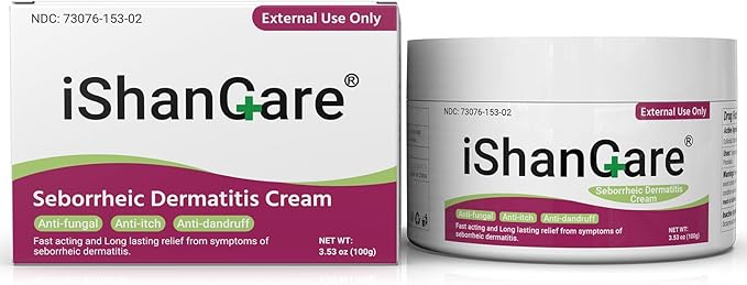 ishancare Seborrheic Dermatitis Cream, Maximum Strength Treatment for Psoriasis, Folliculitis, Dermatitis, Dandruff, Fast Relief for Itching, Redness, Irritation, Scaling, 3.53 Oz