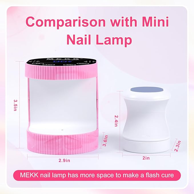 MEKK Cordless Mini UV Light for Gel Nails - 24W Rechargeable Mini UV LED Nail Lamp with Touch Control & Auto Sensor,Small Flash Cure Lamp,4 Timers,Portable Nail Light for Salon & Home-Glaze Pink