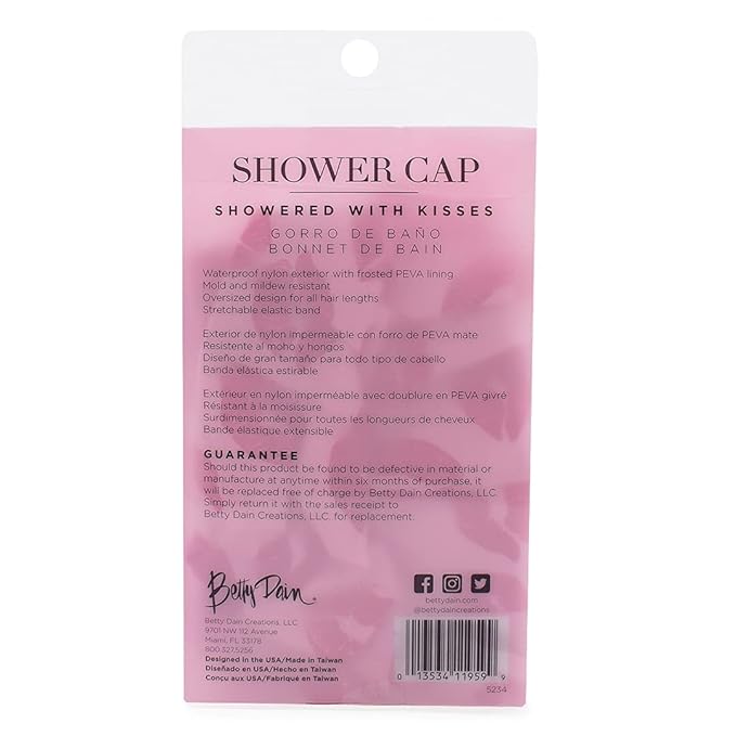 Reusable Shower & Bath Cap & Lined, Oversized Waterproof Shower Caps Large Designed for all Hair Lengths with PEVA Lining & Elastic Band Stretch Hem Hair Hat - Fashionista Showered With Kisses