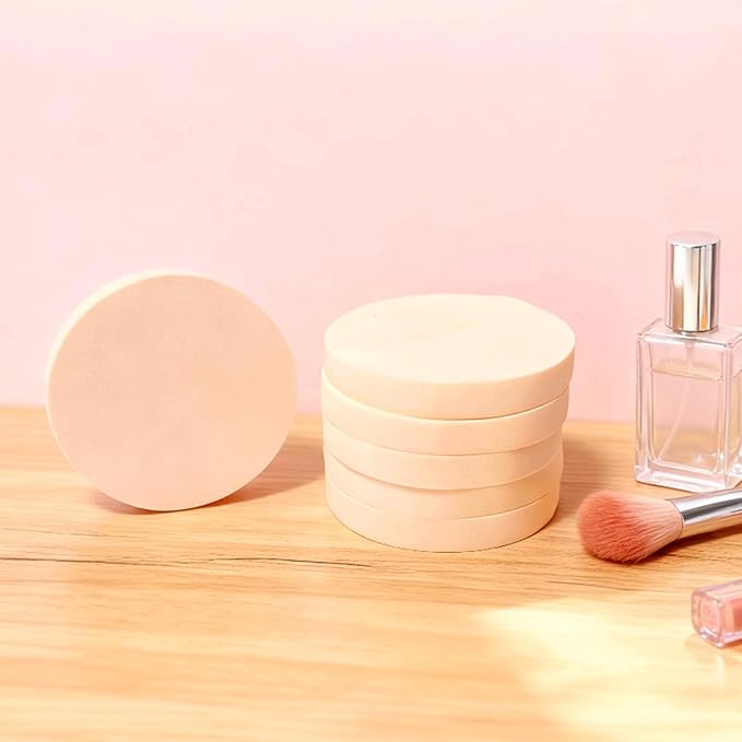 XL Round Makeup Sponge Puff - 50 Pcs Extra Thick 1.5cm Natural Rubber Blender for Liquid Foundation, Dual Wet & Dry Use, Hypoallergenic & Soft for Sensitive Skin (9.5 cm)