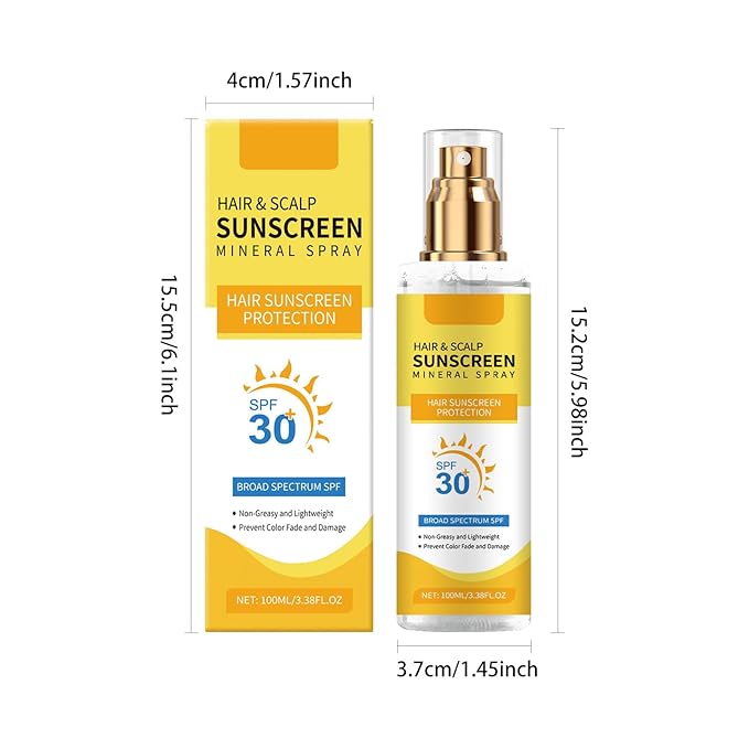 100 ML Hair and Scalp Sunscreen Spray SPF 30, Weightless Invisible Mist UV Protection Hair and Scalp Sunscreen Spray Non Greasy.