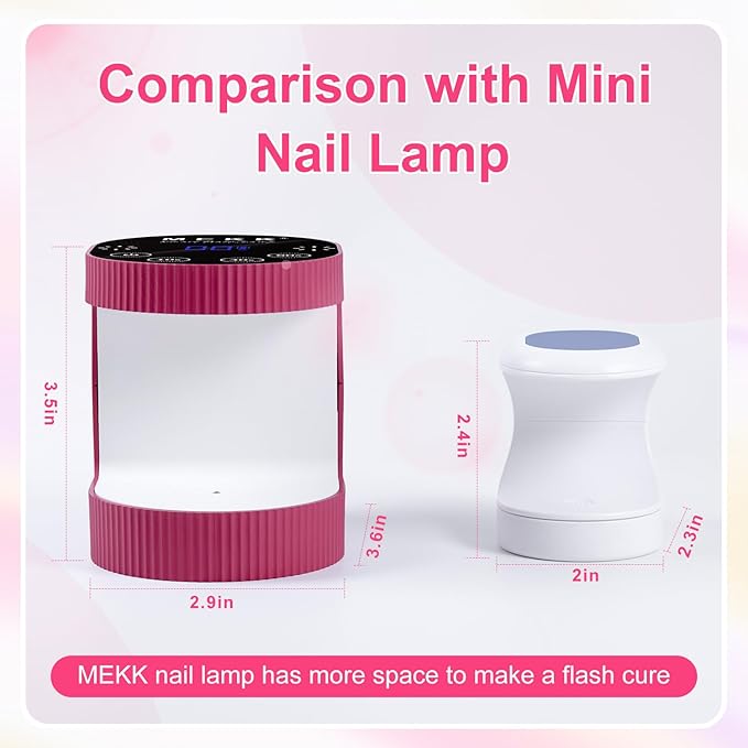 MEKK Cordless Mini UV Light for Gel Nails - 24W Rechargeable Mini UV LED Nail Lamp with Touch Control & Auto Sensor,Small Flash Cure Lamp,4 Timers,Portable Nail Light for Salon & Home-Rose Pink