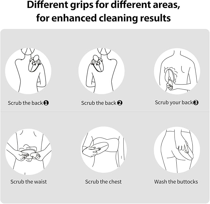 Ergonomic Large Size Back Cleansing Brush for Men & Women's Showers Extra-Large Curved Soft-Bristle Brush for Body Cleansing & Exfoliation,White