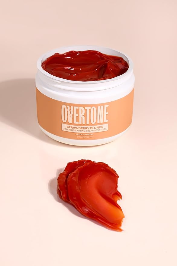 Overtone Semi Permanent Hair Color Conditioner, Strawberry Blonde, 8 oz, Nourishing, Damage-Free, Color Depositing Mask for All Hair Types with Shea Butter & Coconut Oil, Vegan & Cruelty-Free