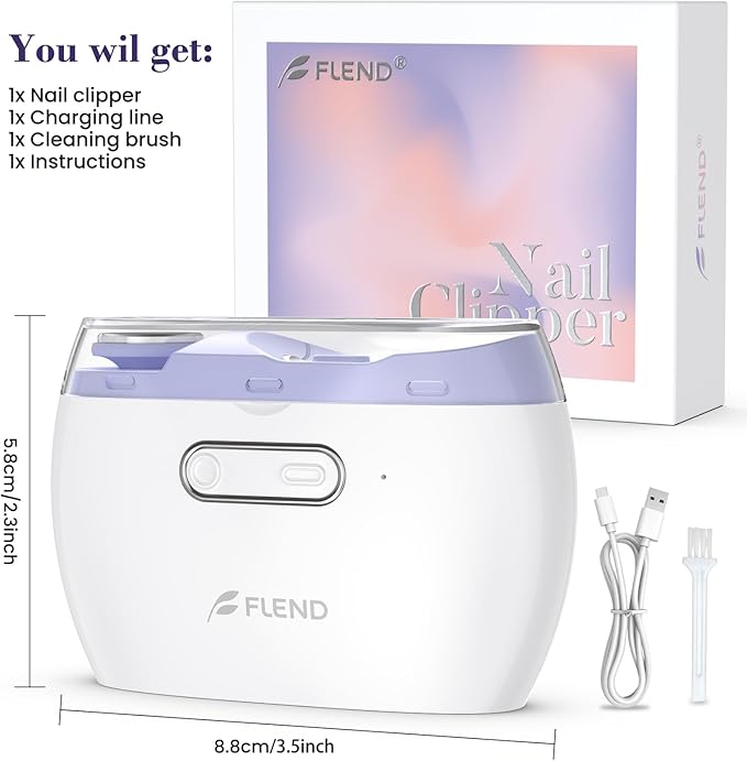 Electric Nail Clipper,2-in-1 Automatic Nail Clipper,Electric Nail Grinder,40DB Baby Nail Trimmer,LED Light Electric Nail Trimmer for Baby,Kids,Adults,Seniors,Manicure Set,Baby Nail Kit Portable White