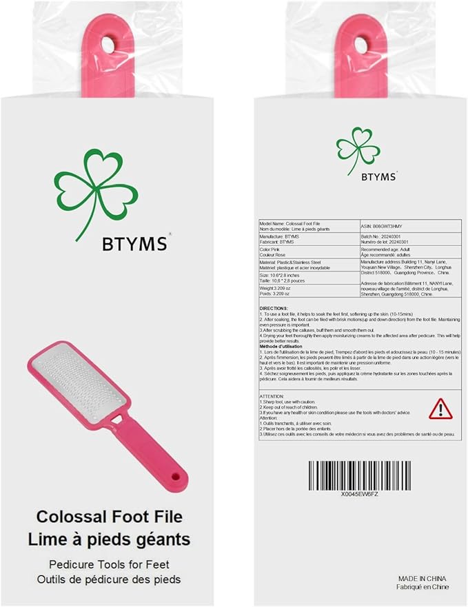 Colossal Foot File Foot Scrubber Pedicure Tools Professional Foot Rasp Grater Callus Remover Heal Scrapper for Cracked Skin