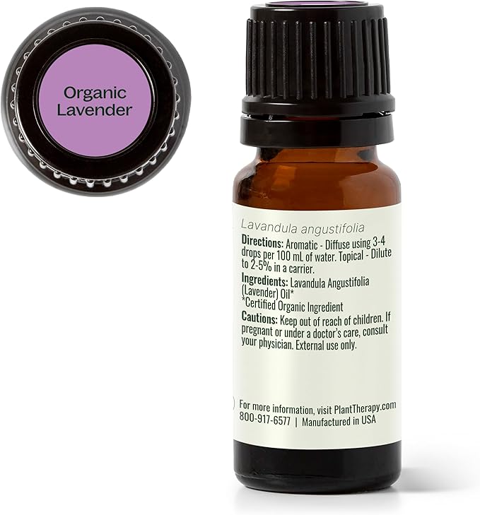 Plant Therapy Organic Lavender Essential Oil 100% Pure, USDA Certified Organic, Undiluted, Natural Aromatherapy, Therapeutic Grade 10 mL (1/3 oz)