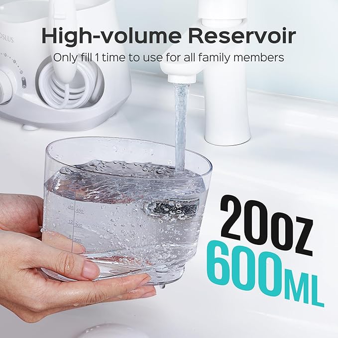 COSLUS Electric Water Flosser for Teeth: Professional Dental Pick for Orthodontic, Sensitive Gums, Braces - 12 Pressure Settings & 5 Multi-Functional Tips for Multiple Users, Home Use, White