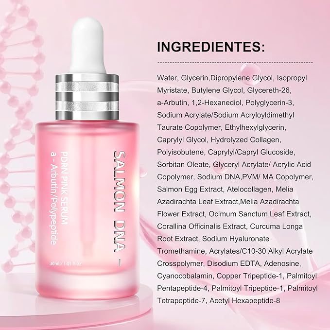 Pink Peptide 12 PDRN Serum – Salmon DNA 10,320ppm, 12 Peptides + Niacinamide for Hydrating, Firming & Glowing Skin – 30ml / 1.01 fl.oz.