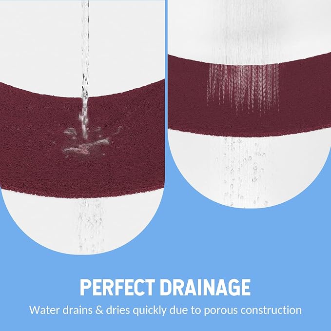 Non-Slip Bathtub Mat, Anti Slip Shower Mat, Fast Drying Bathtub Mats, Foot Scrubber Mat, Anti Slip Mat for Tub, Floor, Bathroom, Kitchen, Home, Hotel (Wine Red 32"×17")