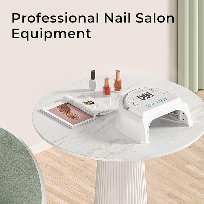80W Professional Cordless UV LED Nail Lamp, UV Lights for Nails with 45 Beads and Rechargeable Battery, Portable LED Gel Nail Curing Dryer, Nail Polish Machine for Salon or Home, White
